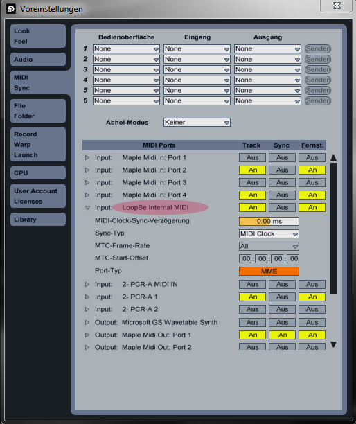 Preferences in ableton live